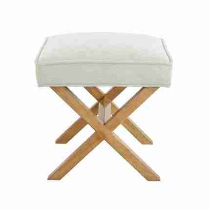 Medieval Square Modern X Ottoman Chair, Linen, Ivory 4